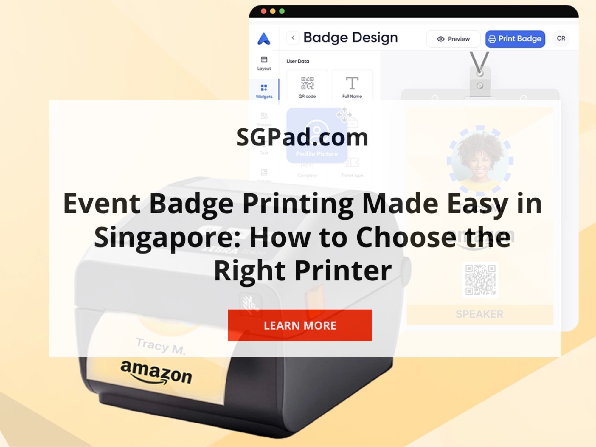 Conference badge with QR code on lanyard